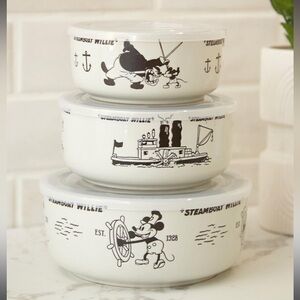Disney STEAMBOAT WILLIE Bowl Set with Lids